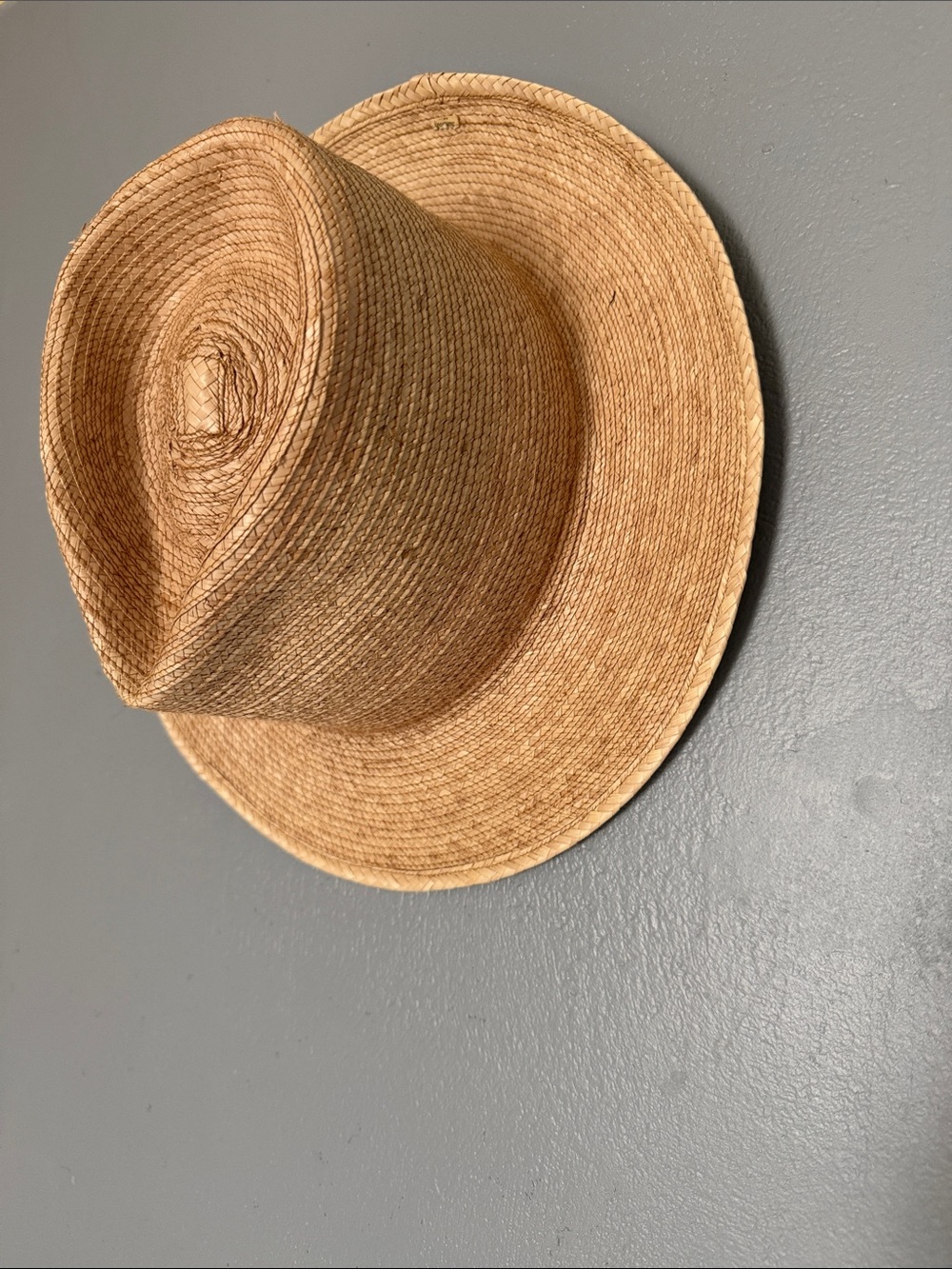 SunBody Handcrafted Palm Leaf Straw Wide Brim Hat - Natural Tan Size 6 5/8